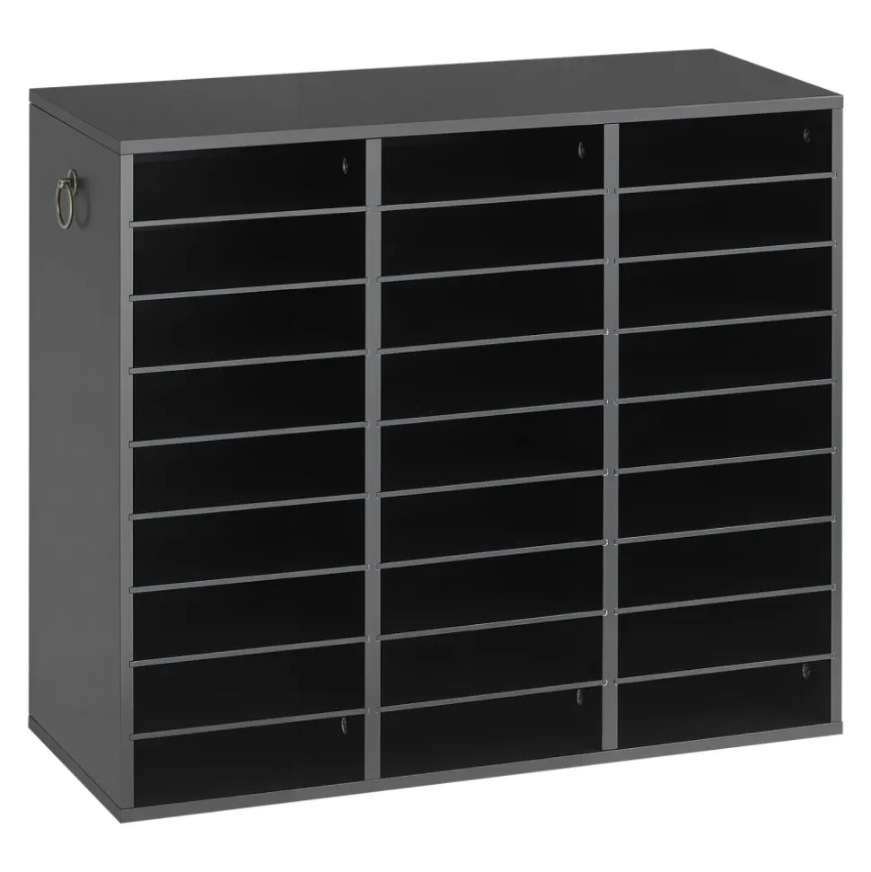 VEVOR Wood Literature Organizer 27 Compartments Office Mailboxes Black, Countertop Literature Sorter for Files Documents Papers, with Adjustable Shelves, for Office, Home, Classroom Organization