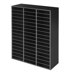 VEVOR Wood Literature Organizer 48 Compartments Office Mailboxes Black, Countertop Literature Sorter for Files Documents Papers, with Adjustable Shelves, for Office, Home, Classroom Organization