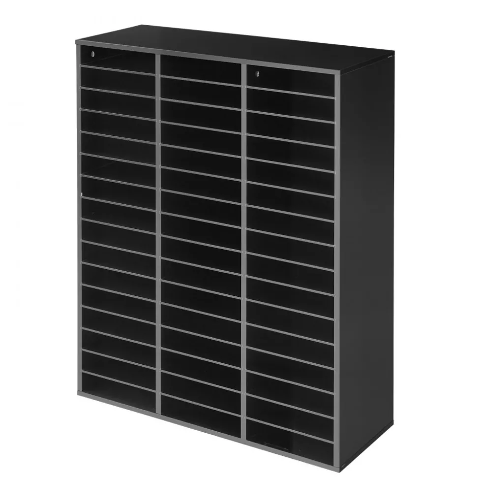 VEVOR Wood Literature Organizer 48 Compartments Office Mailboxes Black, Countertop Literature Sorter for Files Documents Papers, with Adjustable Shelves, for Office, Home, Classroom Organization