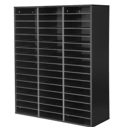 VEVOR Wood Literature Organizer 48 Compartments Office Mailboxes Black, Countertop Literature Sorter for Files Documents Papers, with Adjustable Shelves, for Office, Home, Classroom Organization