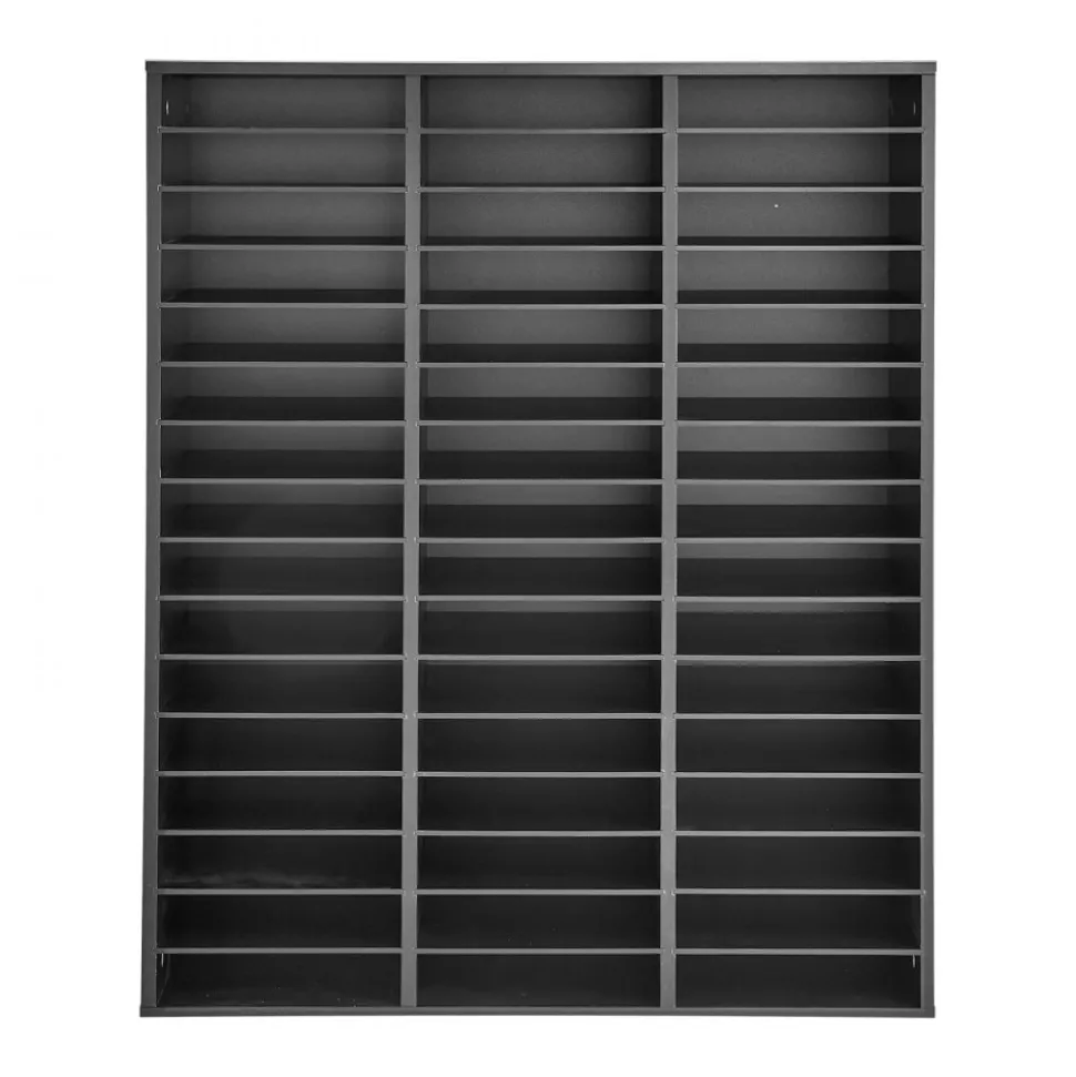 VEVOR Wood Literature Organizer 48 Compartments Office Mailboxes Black, Countertop Literature Sorter for Files Documents Papers, with Adjustable Shelves, for Office, Home, Classroom Organization