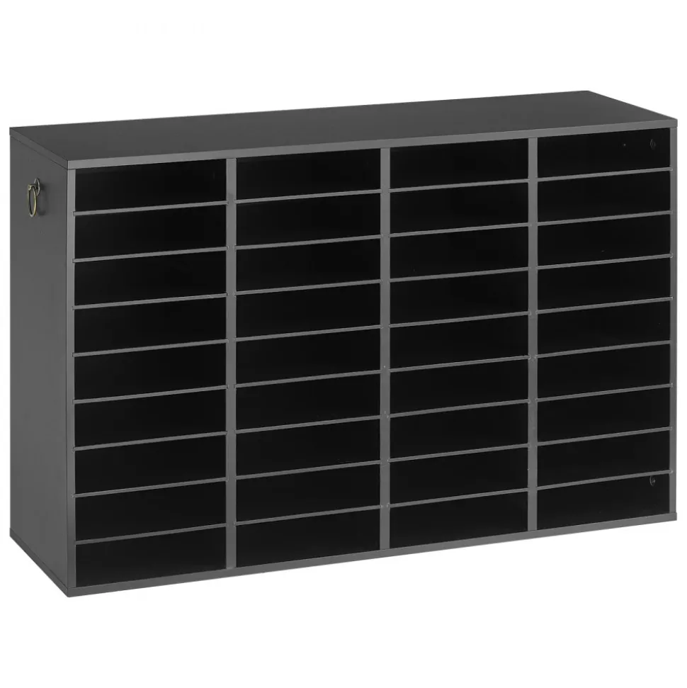 VEVOR Wood Literature Organizer 36 Compartments Office Mailboxes Black, Countertop Literature Sorter for Files Documents Papers, with Adjustable Shelves, for Office, Home, Classroom Organization