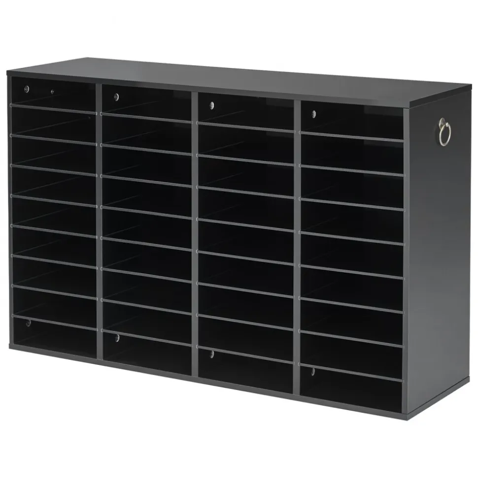 VEVOR Wood Literature Organizer 36 Compartments Office Mailboxes Black, Countertop Literature Sorter for Files Documents Papers, with Adjustable Shelves, for Office, Home, Classroom Organization