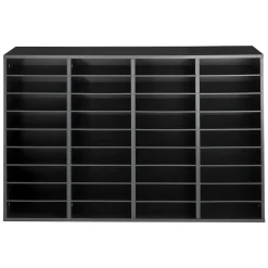 VEVOR Wood Literature Organizer 36 Compartments Office Mailboxes Black, Countertop Literature Sorter for Files Documents Papers, with Adjustable Shelves, for Office, Home, Classroom Organization