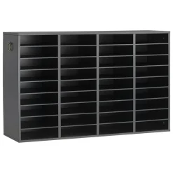 VEVOR Wood Literature Organizer 36 Compartments Office Mailboxes Black, Countertop Literature Sorter for Files Documents Papers, with Adjustable Shelves, for Office, Home, Classroom Organization