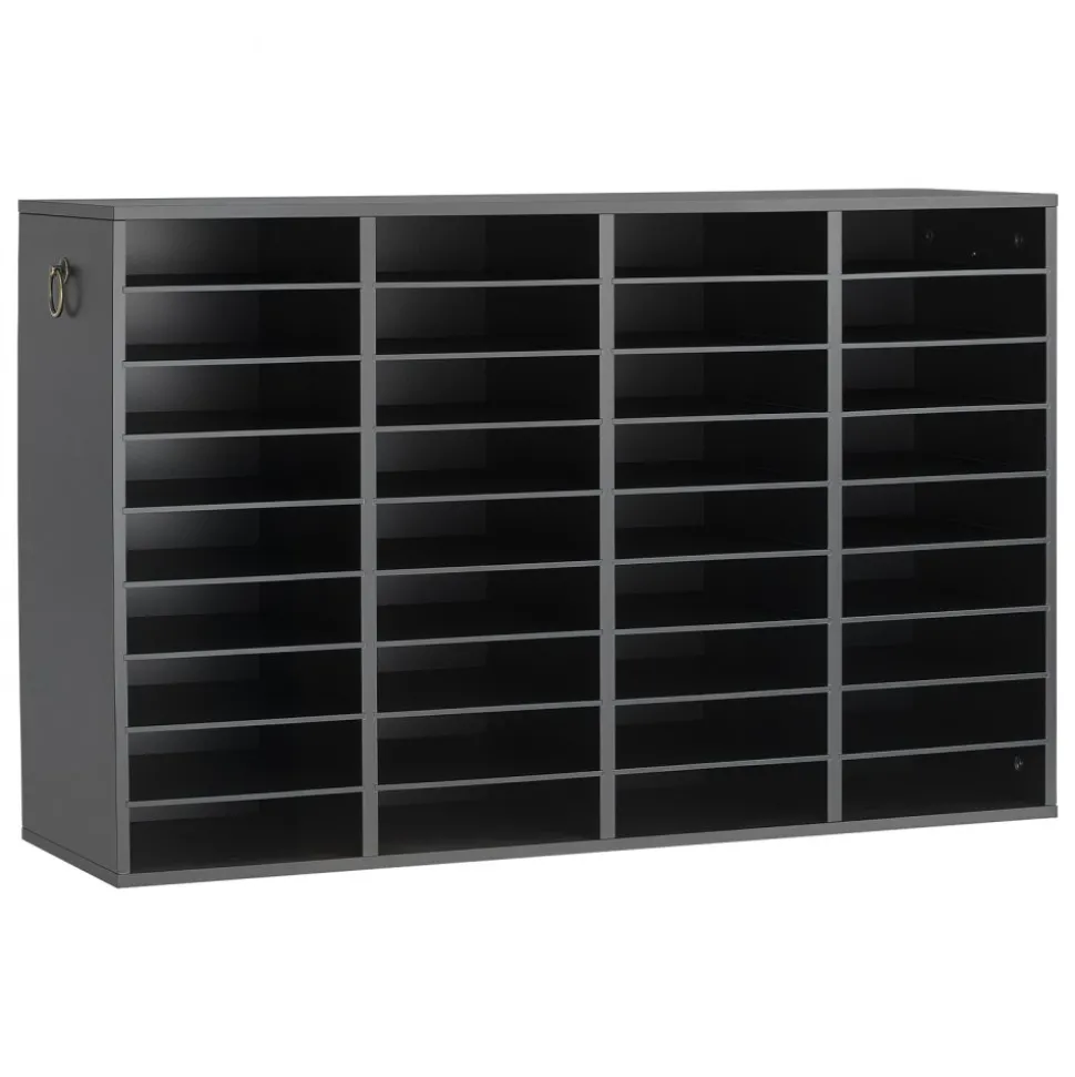 VEVOR Wood Literature Organizer 36 Compartments Office Mailboxes Black, Countertop Literature Sorter for Files Documents Papers, with Adjustable Shelves, for Office, Home, Classroom Organization
