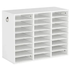 VEVOR Wood Literature Organizer 24 Compartments Office Mailboxes White, Countertop Literature Sorter for Files Documents Papers, with Adjustable Shelves, for Office, Home, Classroom Organization
