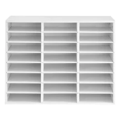 VEVOR Wood Literature Organizer 24 Compartments Office Mailboxes White, Countertop Literature Sorter for Files Documents Papers, with Adjustable Shelves, for Office, Home, Classroom Organization