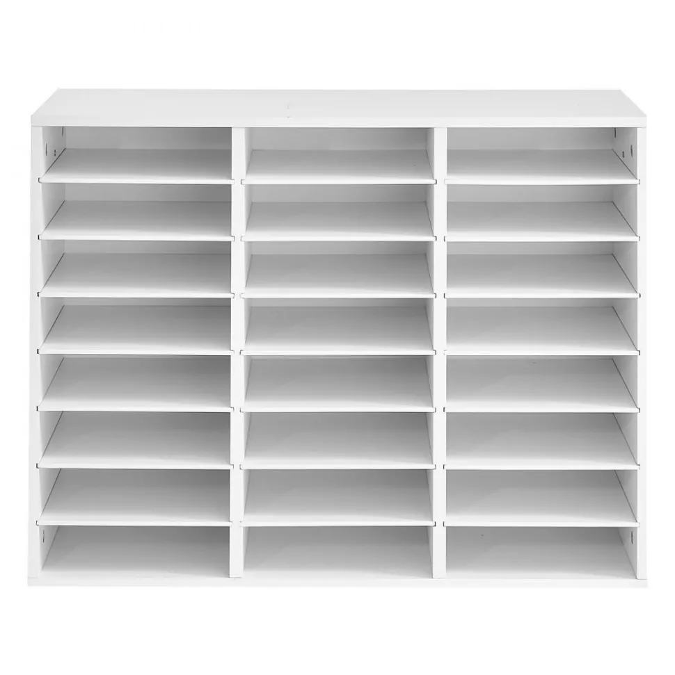 VEVOR Wood Literature Organizer 24 Compartments Office Mailboxes White, Countertop Literature Sorter for Files Documents Papers, with Adjustable Shelves, for Office, Home, Classroom Organization