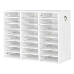 VEVOR Wood Literature Organizer 24 Compartments Office Mailboxes White, Countertop Literature Sorter for Files Documents Papers, with Adjustable Shelves, for Office, Home, Classroom Organization