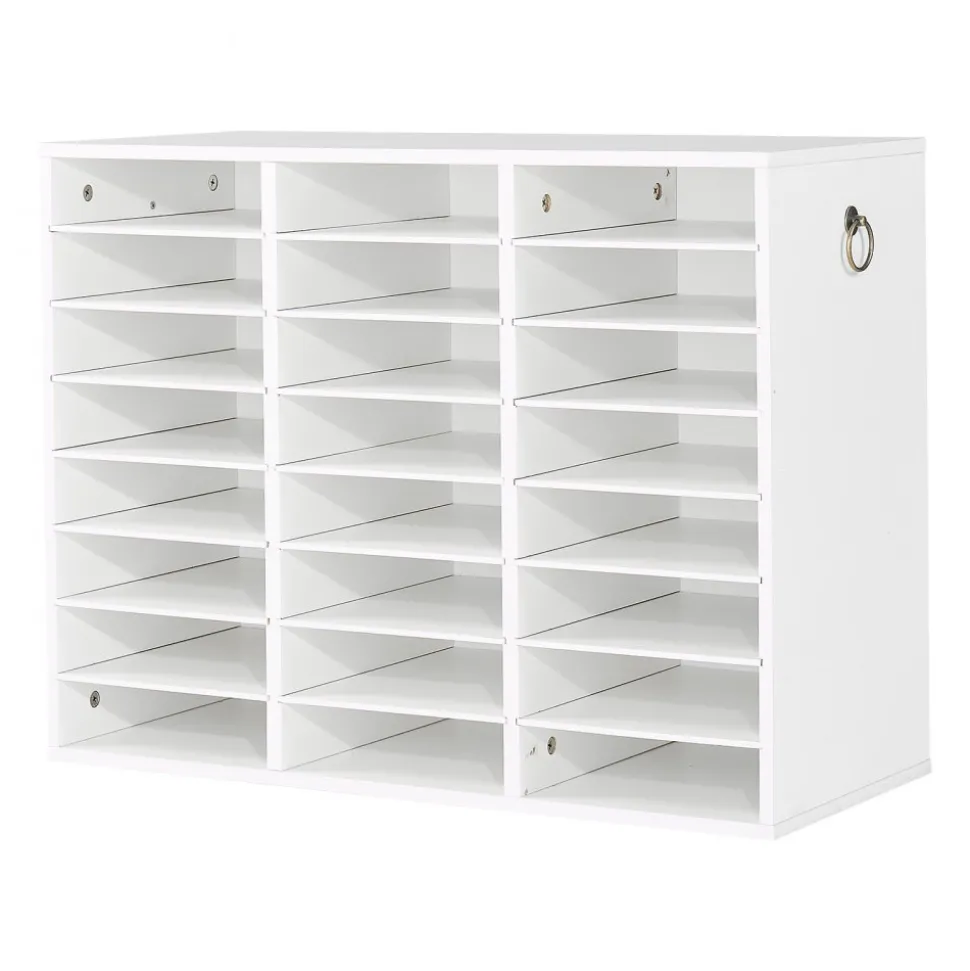 VEVOR Wood Literature Organizer 24 Compartments Office Mailboxes White, Countertop Literature Sorter for Files Documents Papers, with Adjustable Shelves, for Office, Home, Classroom Organization