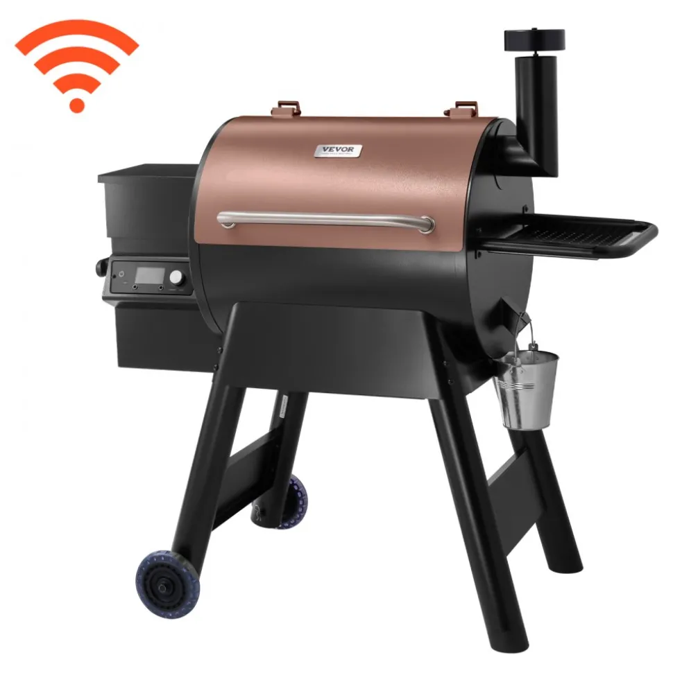 VEVOR Wood Pellet Grill Smoker, 8 in 1 BBQ Grills for Outdoor Cooking, 575 Square Inches Cook Area Electric Smokers, with WiFi-app Control, LCD Screen Controller, Meat Probe, 500°F Max Temperature