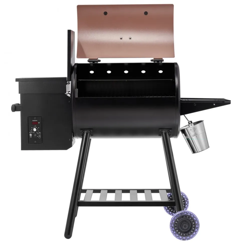 VEVOR Wood Pellet Grill Smoker, 8 in 1 BBQ Grills for Outdoor Cooking, 456 Square Inches Cook Area Electric Grill and Smoker, with Digital Controller, Meat Probe, 500°F Max Temperature, Black
