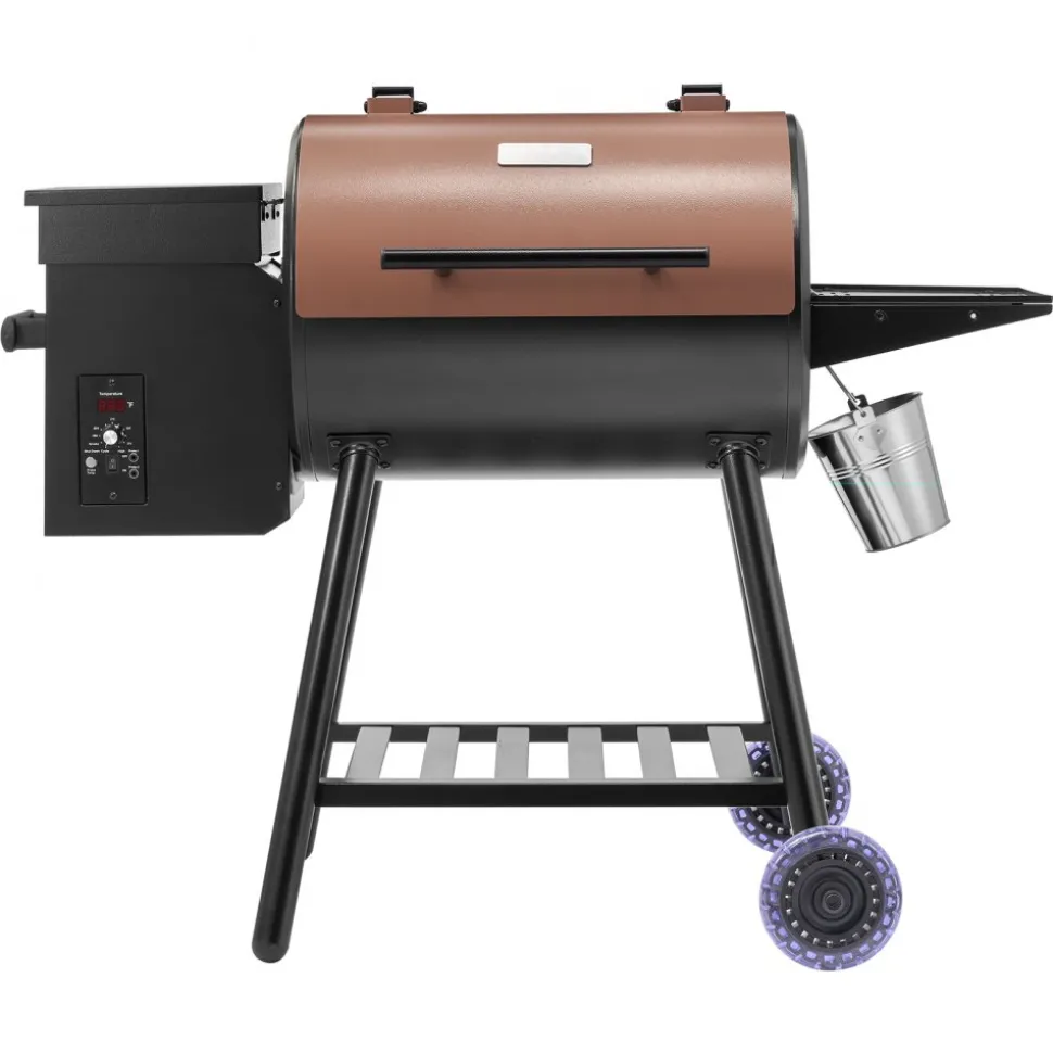 VEVOR Wood Pellet Grill Smoker, 8 in 1 BBQ Grills for Outdoor Cooking, 456 Square Inches Cook Area Electric Grill and Smoker, with Digital Controller, Meat Probe, 500°F Max Temperature, Black