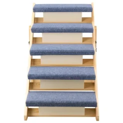 VEVOR Wood Pet Stairs, 5-Step Dog Stairs for Beds, Sofa & Cars, 150lbs Load Capacity, Floded Flat Design, Stable & Sturdy Cat & Dog Step Ladder for Small Medium Large Older Pet Puppy Essentials