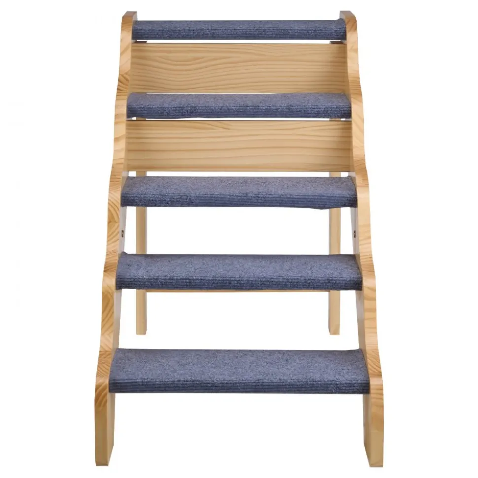 VEVOR Wood Pet Stairs, 5-Step Dog Stairs for High Beds, Sofa & Cars, 150lbs Load Capacity, Non-Slip Surface, Stable Cat & Dog Step Ladder for Small Medium Large Older Pet Puppy Essentials