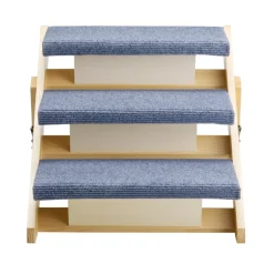 VEVOR Wood Pet Stairs, 3-Step Dog Stairs for Beds, Sofa & Cars, 150lbs Load Capacity, Floded Flat Design, Stable & Sturdy Cat & Dog Step Ladder for Small Medium Large Older Pet Puppy Essentials