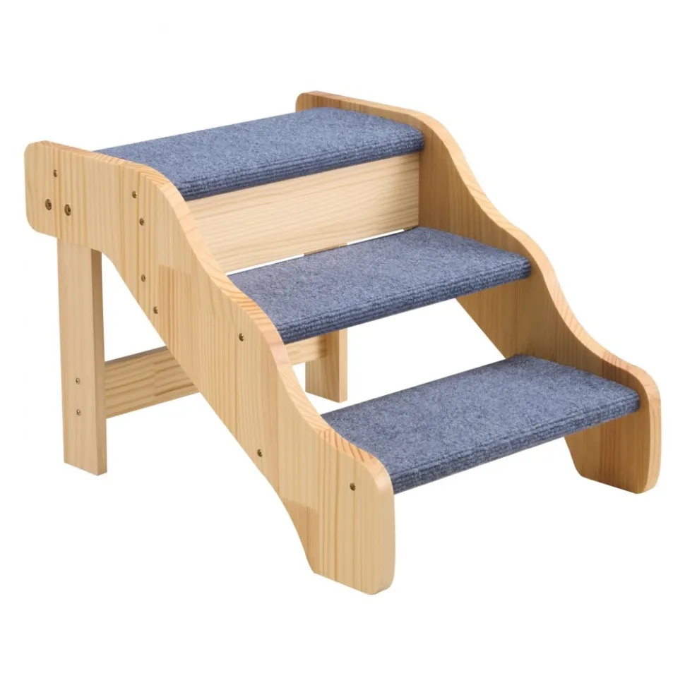 VEVOR Wood Pet Stairs, 4-Step Dog Stairs for Beds, Sofa & Cars, 150 lbss Load Capacity, Floded Flat Design, Stable & Sturdy Cat & Dog Step Ladder for Small Medium Large Older Pet Puppy Essentials