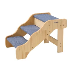 VEVOR Wood Pet Stairs, 4-Step Dog Stairs for Beds, Sofa & Cars, 150 lbss Load Capacity, Floded Flat Design, Stable & Sturdy Cat & Dog Step Ladder for Small Medium Large Older Pet Puppy Essentials