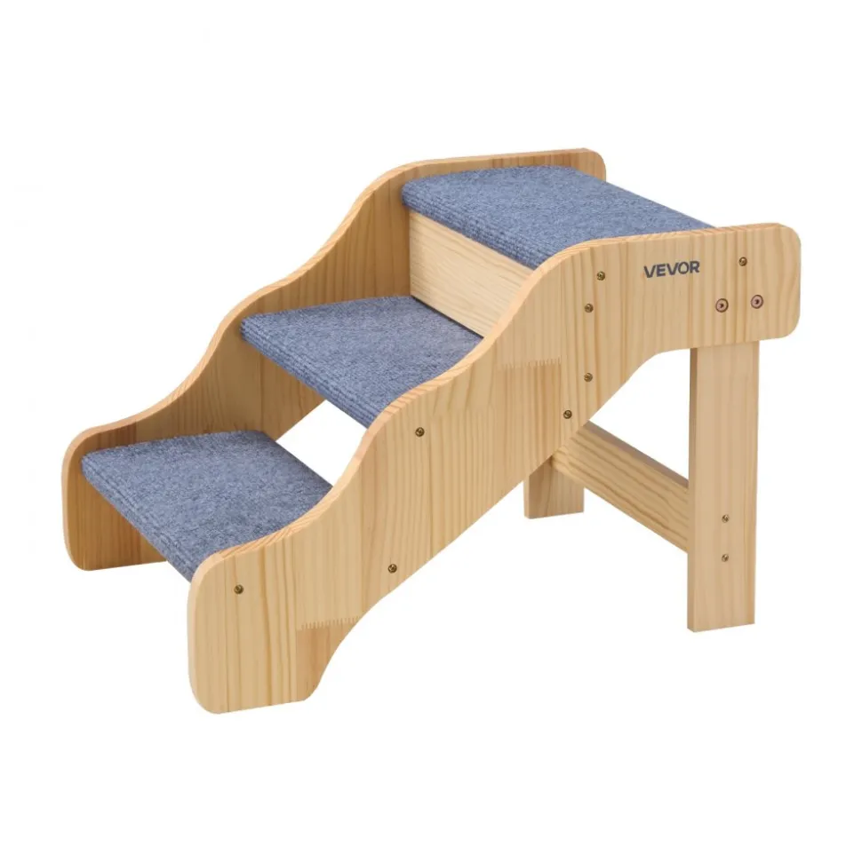 VEVOR Wood Pet Stairs, 4-Step Dog Stairs for Beds, Sofa & Cars, 150 lbss Load Capacity, Floded Flat Design, Stable & Sturdy Cat & Dog Step Ladder for Small Medium Large Older Pet Puppy Essentials