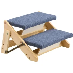 VEVOR Wood Pet Stairs, 2-Step Dog Stairs for Beds, Sofa & Cars, 110lbs Load Capacity, Floded Flat Design, Stable & Sturdy Cat & Dog Step Ladder for Small Medium Large Older Pet Puppy Essentials