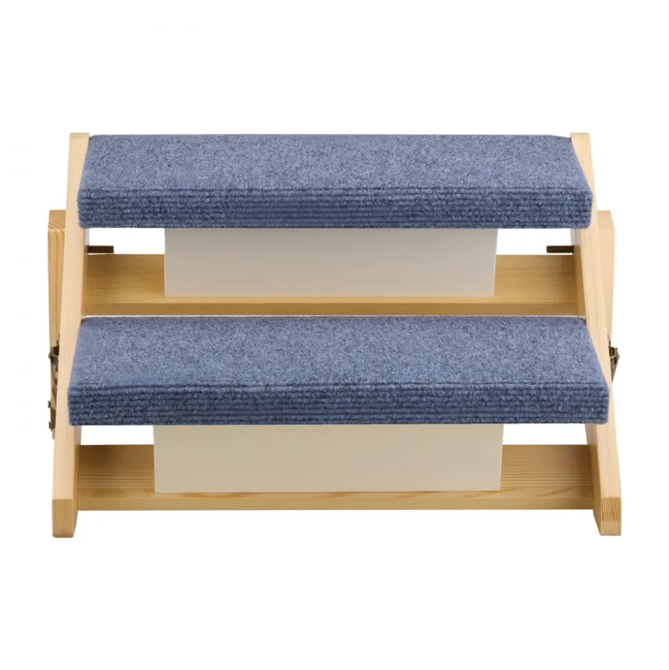 VEVOR Wood Pet Stairs, 2-Step Dog Stairs for Beds, Sofa & Cars, 110lbs Load Capacity, Floded Flat Design, Stable & Sturdy Cat & Dog Step Ladder for Small Medium Large Older Pet Puppy Essentials