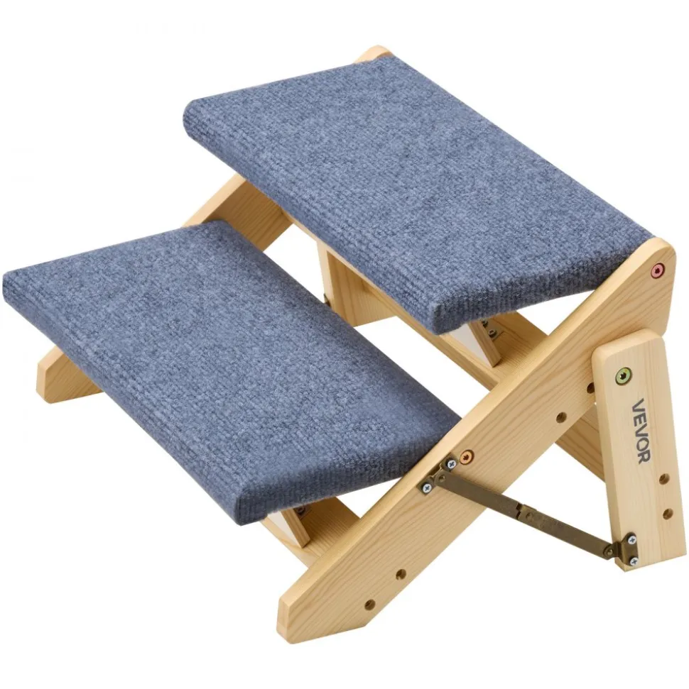 VEVOR Wood Pet Stairs, 2-Step Dog Stairs for Beds, Sofa & Cars, 110lbs Load Capacity, Floded Flat Design, Stable & Sturdy Cat & Dog Step Ladder for Small Medium Large Older Pet Puppy Essentials