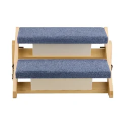 VEVOR Wood Pet Stairs, 2-Step Dog Stairs for Beds, Sofa & Cars, 110lbs Load Capacity, Floded Flat Design, Stable & Sturdy Cat & Dog Step Ladder for Small Medium Large Older Pet Puppy Essentials