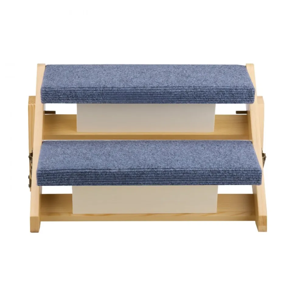 VEVOR Wood Pet Stairs, 2-Step Dog Stairs for Beds, Sofa & Cars, 110lbs Load Capacity, Floded Flat Design, Stable & Sturdy Cat & Dog Step Ladder for Small Medium Large Older Pet Puppy Essentials