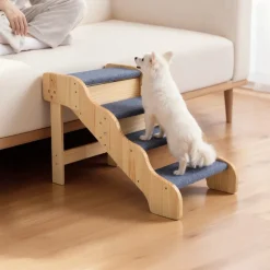 VEVOR Wood Pet Stairs, 4-Step Dog Stairs for High Beds, Sofa & Cars, 150lbs Load Capacity, Non-Slip Surface, Stable Cat & Dog Step Ladder for Small Medium Large Older Pet Puppy Essentials