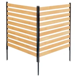 VEVOR Wood Privacy Fence, 38" W x 42" L, 2-Panel Slatted Air Conditioner Fence Screen, Pool Equipment Enclosure with Metal Stakes, Easy DIY Installation, Outdoor Trash Can Hider for Garden Decoration