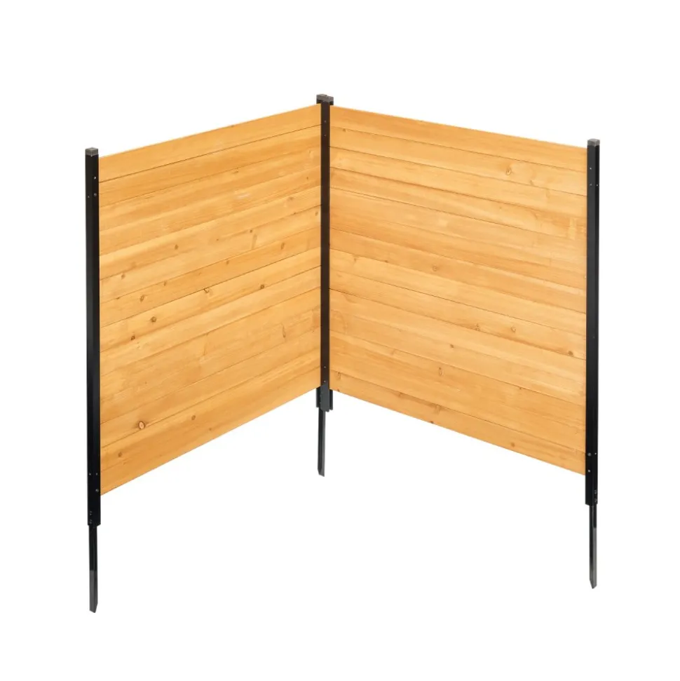 VEVOR Wood Privacy Fence, 39" W x 61" L, 1-Panel Air Conditioner Fence Screen, Pool Equipment Enclosure with Metal Stakes, Easy DIY Installation, Outdoor Trash Can Hider for Garden Decoration