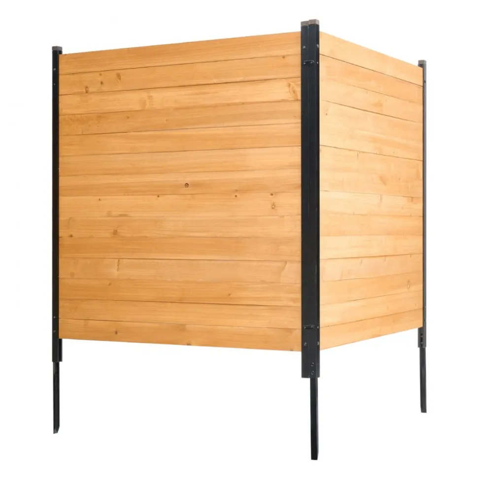 VEVOR Wood Privacy Fence, 39" W x 61" L, 1-Panel Air Conditioner Fence Screen, Pool Equipment Enclosure with Metal Stakes, Easy DIY Installation, Outdoor Trash Can Hider for Garden Decoration