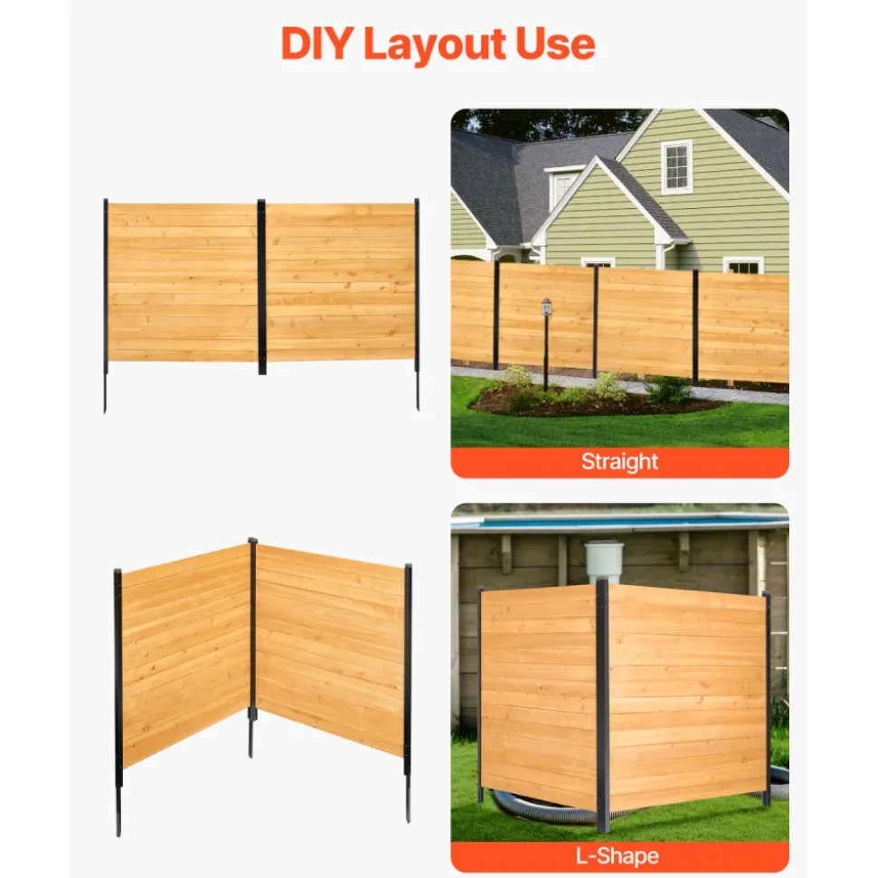 VEVOR Wood Privacy Fence, 39" W x 61" L, 1-Panel Air Conditioner Fence Screen, Pool Equipment Enclosure with Metal Stakes, Easy DIY Installation, Outdoor Trash Can Hider for Garden Decoration