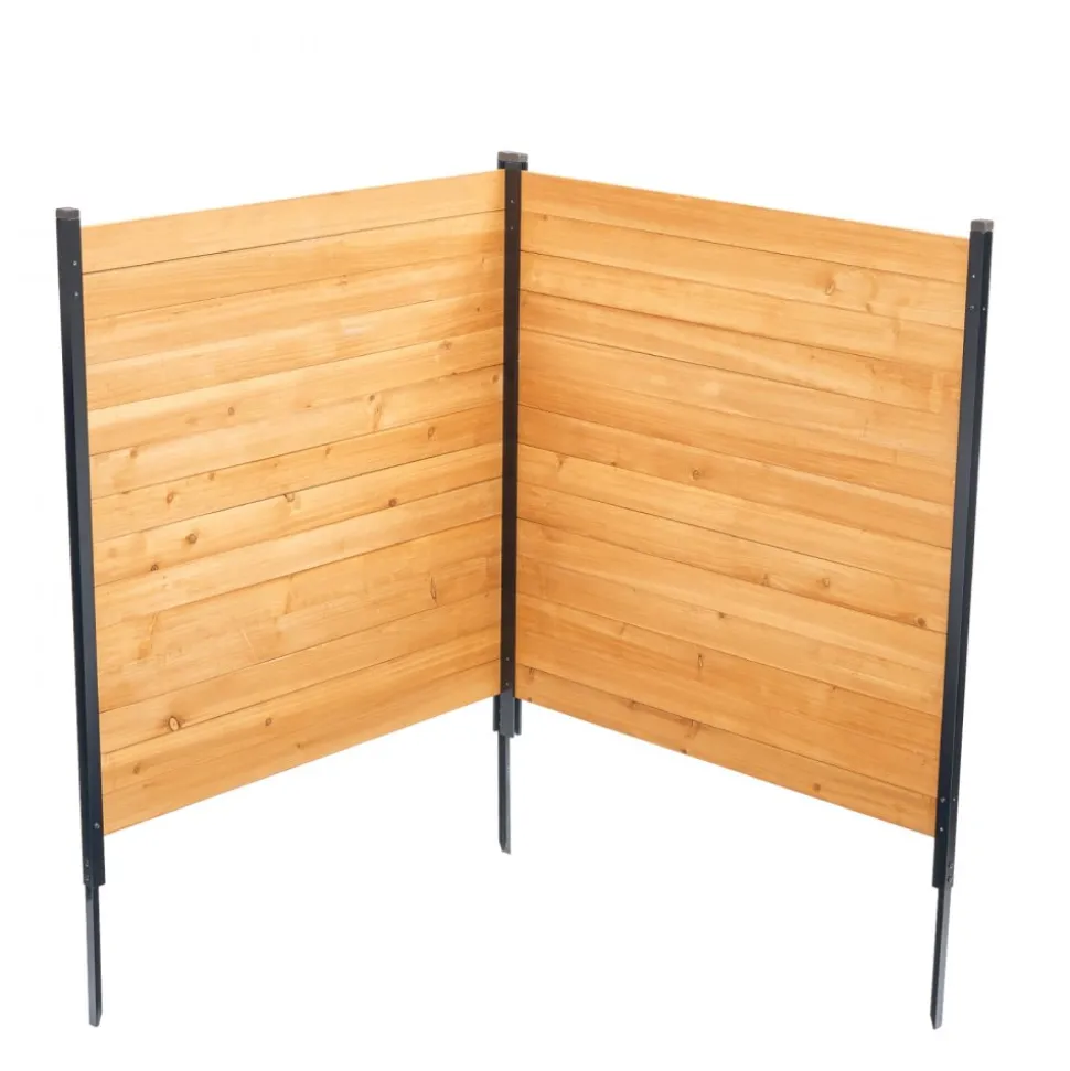 VEVOR Wood Privacy Fence, 39" W x 61" L, 1-Panel Air Conditioner Fence Screen, Pool Equipment Enclosure with Metal Stakes, Easy DIY Installation, Outdoor Trash Can Hider for Garden Decoration