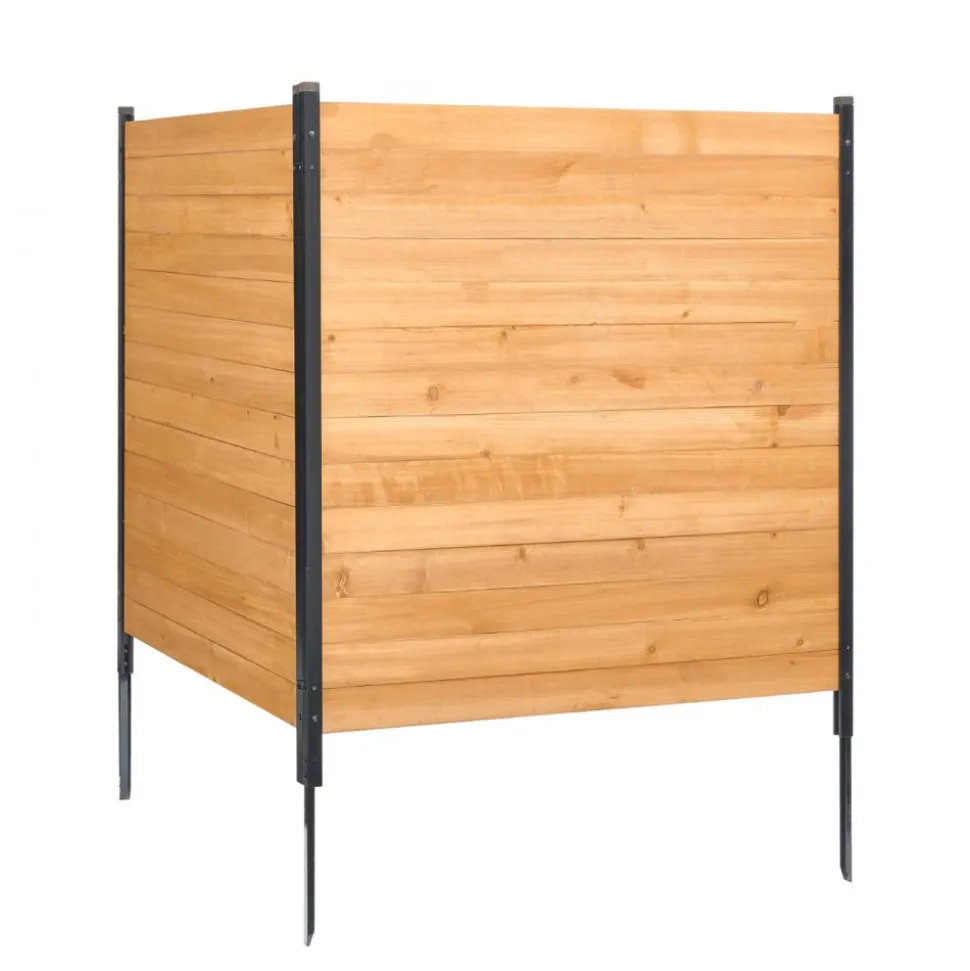 VEVOR Wood Privacy Fence, 39" W x 61" L, 1-Panel Air Conditioner Fence Screen, Pool Equipment Enclosure with Metal Stakes, Easy DIY Installation, Outdoor Trash Can Hider for Garden Decoration