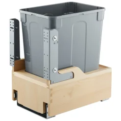 VEVOR Wood Pullout Trash Can for Kitchen Cabinets, 35 QT Garbage Waste Recycling Bin, Under Mount Waste Container, with Heavy Duty Metal Soft Close Sliding System, Door Kit, for Sink, Under Counter