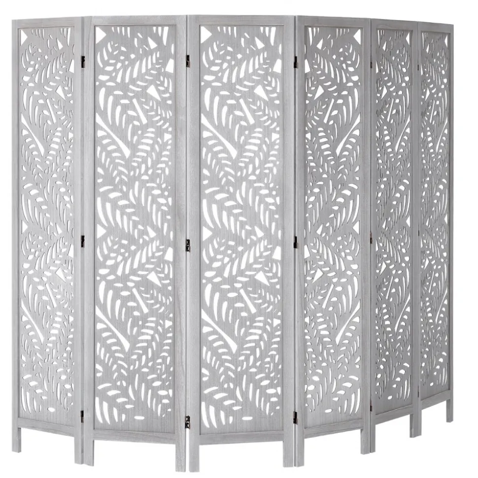 VEVOR Wood Room Divider, 6 Panel Wood Folding Privacy Screen, 66.9 Inches Tall Indoor Carved Partition Divider, Portable Decoration Screen, for Room Separation, Home, Office, Restaurant & Bedroom