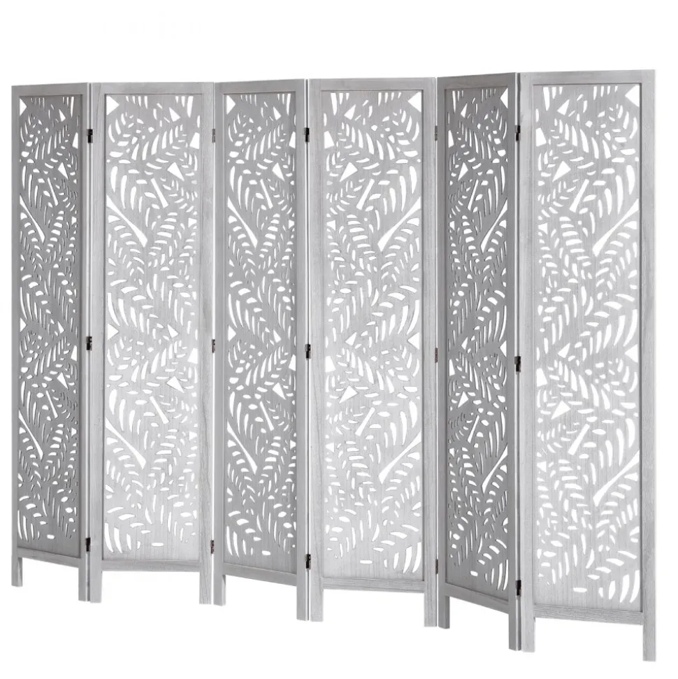 VEVOR Wood Room Divider, 6 Panel Wood Folding Privacy Screen, 66.9 Inches Tall Indoor Carved Partition Divider, Portable Decoration Screen, for Room Separation, Home, Office, Restaurant & Bedroom