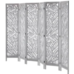 VEVOR Wood Room Divider, 6 Panel Wood Folding Privacy Screen, 66.9 Inches Tall Indoor Carved Partition Divider, Portable Decoration Screen, for Room Separation, Home, Office, Restaurant & Bedroom