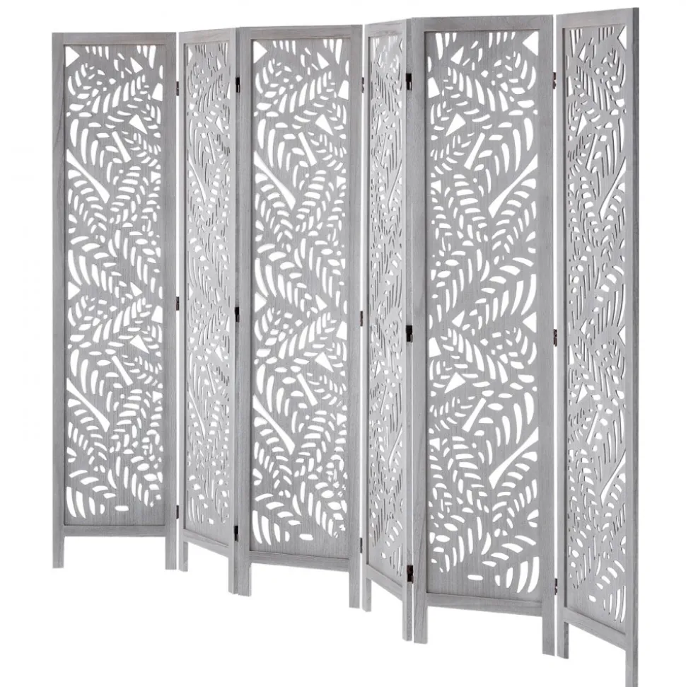 VEVOR Wood Room Divider, 6 Panel Wood Folding Privacy Screen, 66.9 Inches Tall Indoor Carved Partition Divider, Portable Decoration Screen, for Room Separation, Home, Office, Restaurant & Bedroom