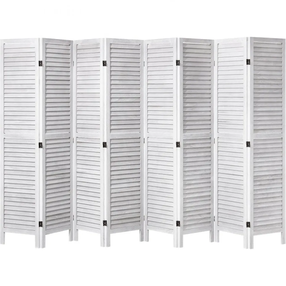 VEVOR Wood Room Divider, 8 Panel Wood Folding Privacy Screen, 66.9 Inches Tall Indoor Louvered Wooden Partition, Portable Decoration Screen, for Room Separation, Home, Office, Restaurant & Bedroom