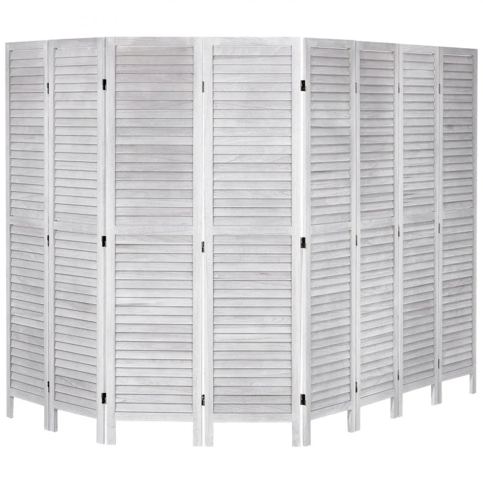 VEVOR Wood Room Divider, 8 Panel Wood Folding Privacy Screen, 66.9 Inches Tall Indoor Louvered Wooden Partition, Portable Decoration Screen, for Room Separation, Home, Office, Restaurant & Bedroom