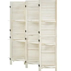 VEVOR Wood Room Divider 6 Panels Wood Folding Privacy Screen with Shelves, For Room Separation & Home Decor, 67.1 in Tall, Solid Frame, 360° Two-Way Hinges, Louvered Wooden Partition with Hardware