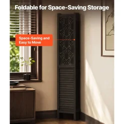 VEVOR Wood Room Divider 4 Panels 67 in Tall Wood Folding Privacy Screen, For Room Separation & Home Decor, Solid Frame, 360° Two-Way Hinges, Easy Assembly, Louvered Wooden Partition with Hardware