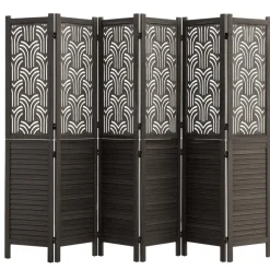 VEVOR Wood Room Divider 4 Panels 67 in Tall Wood Folding Privacy Screen, For Room Separation & Home Decor, Solid Frame, 360° Two-Way Hinges, Easy Assembly, Louvered Wooden Partition with Hardware