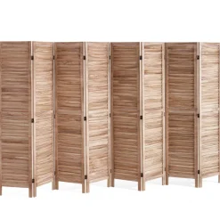 VEVOR Wood Room Divider, 8 Panel Wood Folding Privacy Screen, 66.9 Inches Tall Indoor Louvered Partition Divider, Portable Decoration Screen, for Room Separation, Home, Office, Restaurant & Bedroom
