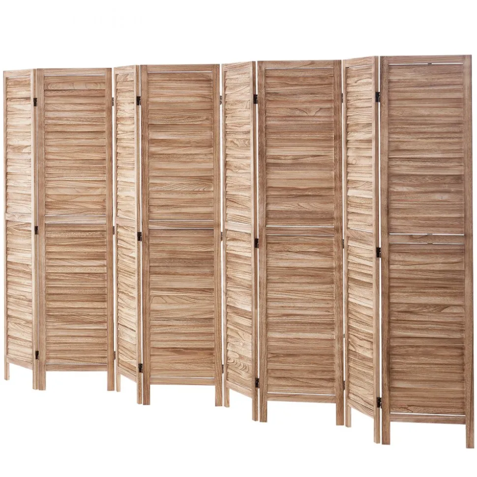 VEVOR Wood Room Divider, 8 Panel Wood Folding Privacy Screen, 66.9 Inches Tall Indoor Louvered Partition Divider, Portable Decoration Screen, for Room Separation, Home, Office, Restaurant & Bedroom