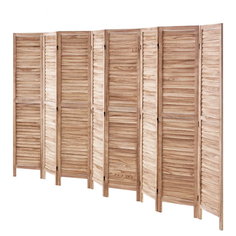 VEVOR Wood Room Divider, 8 Panel Wood Folding Privacy Screen, 66.9 Inches Tall Indoor Louvered Partition Divider, Portable Decoration Screen, for Room Separation, Home, Office, Restaurant & Bedroom