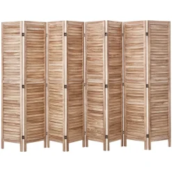 VEVOR Wood Room Divider, 8 Panel Wood Folding Privacy Screen, 66.9 Inches Tall Indoor Louvered Partition Divider, Portable Decoration Screen, for Room Separation, Home, Office, Restaurant & Bedroom